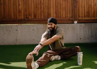 Needs Gym outdoor client stretching